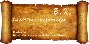 Berényi Krisztofer névjegykártya